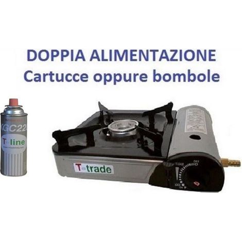 CUCINA A GAS A VALIGIA +1 CARTUCCIA CAMPEGGIO FORNELLO DOPPIO ALLACCIO / BOMBOLA (1/4)