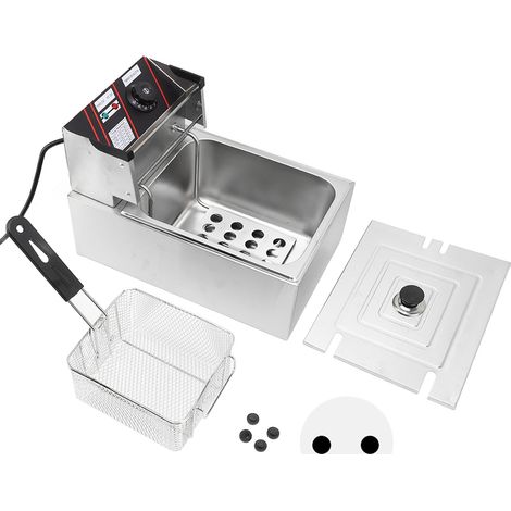 Friteuse électrique multifonction, bac unique, machine à frire sur plan de travail pour maison, restaurant, cantine, magasin de boissons, norme UE 250V (1/5)