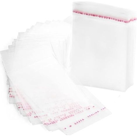 AHLSEN Lot de 100 sachets transparents en cellophane plastique avec fermeture adhésive 8 x 12 cm (1/5)