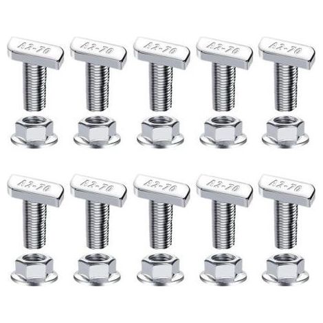10 Stück T-Muttern und -Schrauben, Aluminium-T-Nut-Set, Befestigungsschraubensatz mit verstellbarer Passform, Schienenbeschlagsatz, Türmechanismus, Solarmodulmontage (1/5)