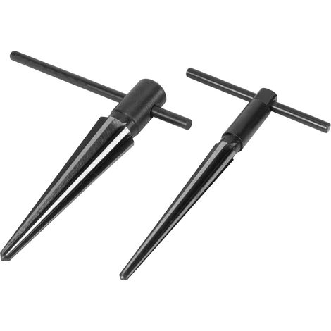 Alésoir conique à poignée en T noir avec construction en acier au carbone pour aligner les trous ou éliminer les bavures des tuyaux, tubes et plus encore. (1/4)