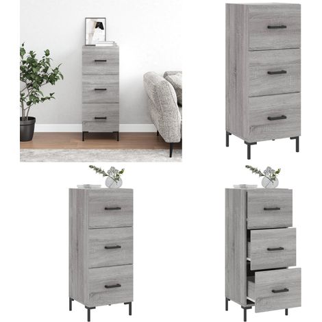 Sideboard Grau Sonoma 34,5x34x90 cm Holzwerkstoff - Schreibtisch - Wohnzimmermöbel - Sideboard - Grau Sideboard - Modernes Sideboard - Home & Living (1/5)