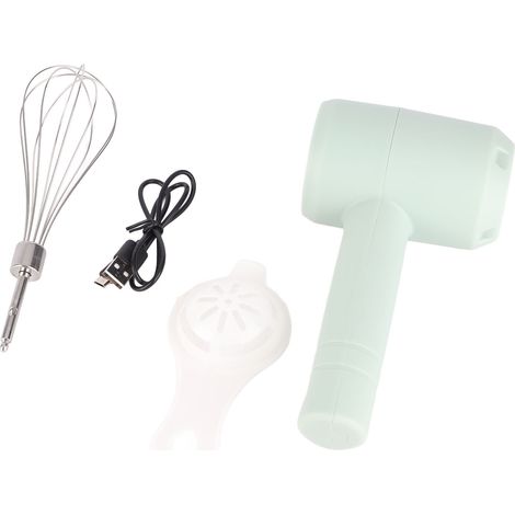 Batteur électrique à main automatique rechargeable par USB, portable et sans fil, pour la pâtisserie (gâteaux, œufs, crèmes), couleur cyan clair. (1/5)