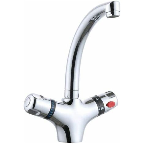 Robinet d'évier robinet de lavabo mitigeur thermostatique robinet de cuisine robinet d'évier de salle de bain pivotant à 360 ° pour chaudière (1/5)