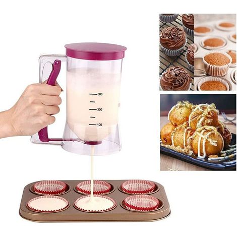 Distributeur de pâte 900 ml - Distributeur de pâte transparent - Distributeur de pâte pour muffins, pancakes - Distributeur de pâte en plastique avec couvercle et graduation brownie