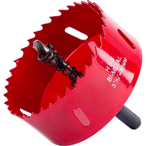 Scie cloche bi-métal, 40 mm, 1 foret, 1 ressort mécanique, 1 clé hexagonale, scie cloche pour aluminium, bois, plaque PVC et plaque en plastique, filetage 1/4 (85 mm) (1/5)