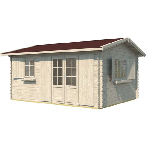 Abri de jardin en bois avec toiture en ardoise rouge - porte et fenêtres double vitrage ELISTA 17,5m² (1/5)