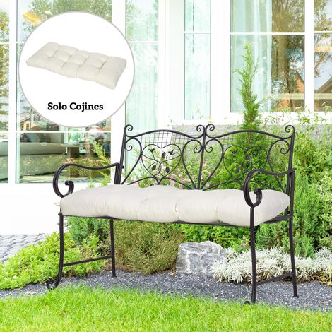Cojín para Banco de 2 Plazas para Interior y Exterior con 8 Puntadas para Sillas Sofás 110x48x8 cm Crema (1/5)