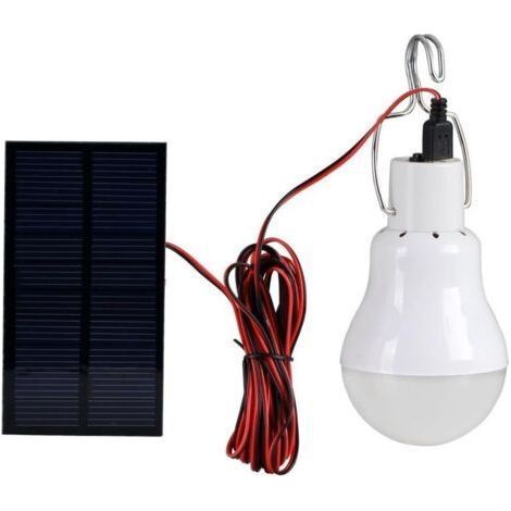Generic LED à énergie solaire lumière spot ampoule LED Portable Lampe solaire avec panneau solaire 0,8W pour éclairage extérieur randonnée Camping tente de pêche (1/5)