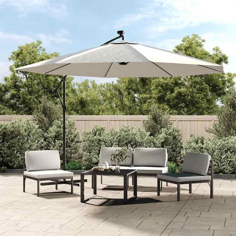 Parasol de jardin en porte-à-feux et lumières LED mât en métal (1/5)