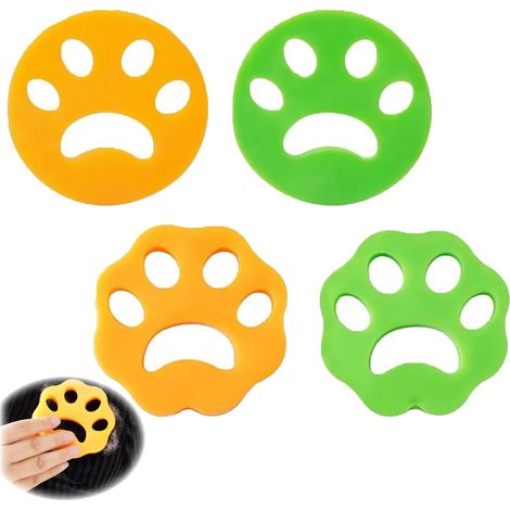 Lot de 4 attrape-poils pour machine à laver, anti-poils, éliminateur de poils d'animaux, réutilisable pour le nettoyage des poils d'animaux. (1/5)