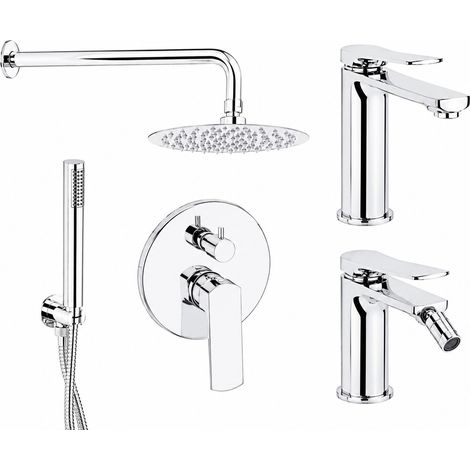 Kit bagno completo miscelatore lavabo, bidet e kit doccia con leva inclinata Pollini Kora KITKORACR1 (1/5)