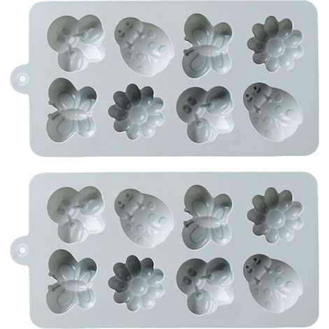 Moule En Silicone Pour Pâtisserie - Forme De Fleur Et Insecte - 19.5 X 10.5 X 1.7 Cm - Pour Gâteaux Savons Chocolats Et Glaces - Lot De 2 (1/5)