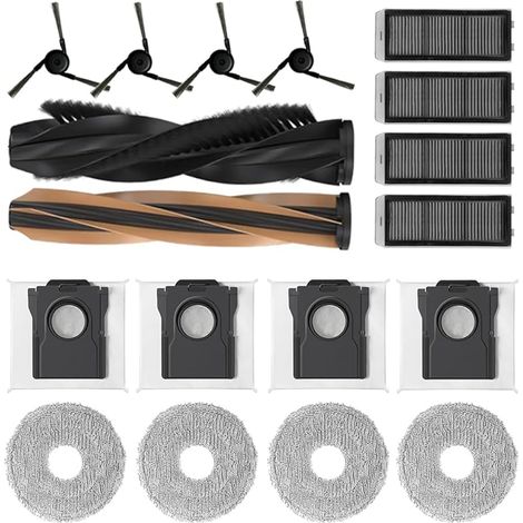 FOREHILL Lot de 17 Accessoires pour dreame X50 Ultra Complete/X50 Ultra/L50 Pro Ultra/X50 Master, 1 Brosse Principale, 4 Filtres,4 Tampons,4 Brosses Latrales, 4 Sacs Poussire,Pices de Rechange