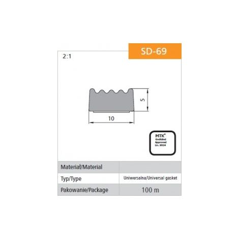 Selbstklebende schwarze Dichtung D-69/4-0 105MM MB - 100.0 MB - USZ SD-69