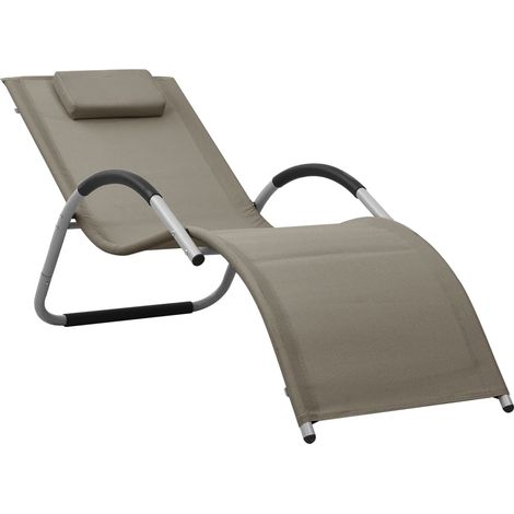 Chaise longue textilène taupe et gris vidaXL (1/5)