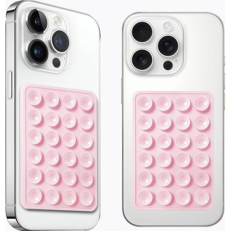 Lot de 2 Suppots de téléphone à Ventouse en Silicone, Suppot de téléphone adhésif en Silicone, antidéapant pou téléphone Potable, Suppot Solide pou Selfies et vidéos (ose Clai) (1/4)