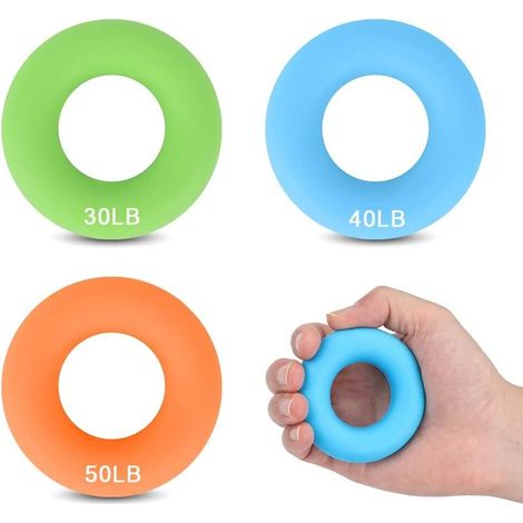 3-piece hand trainer set for strengthening hand muscles, forearm and finger exercise devices, silicone exercise rings for muscle training, climbing and fitness (1/5)