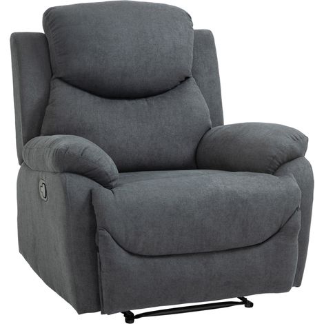 Sillón reclinable para salón en efecto lino gris oscuro MODENUIT (1/5)