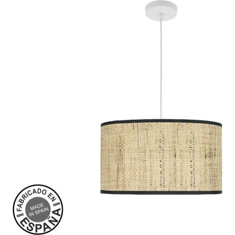 Colgante moda 2xe27 blanco/cañizo oscuro regx40x40cm c/difusor