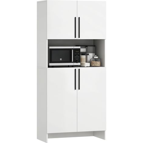 Mobile da cucina, contenitore per la cucina, soggiorno, sala da pranzo, armadietti, scaffali, ripiano per microonde, tagliere, bianco