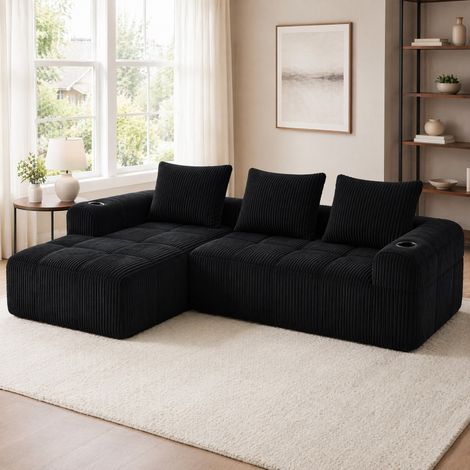 canape modulable compact en velours cotele noir OKMYHOME (1/5)