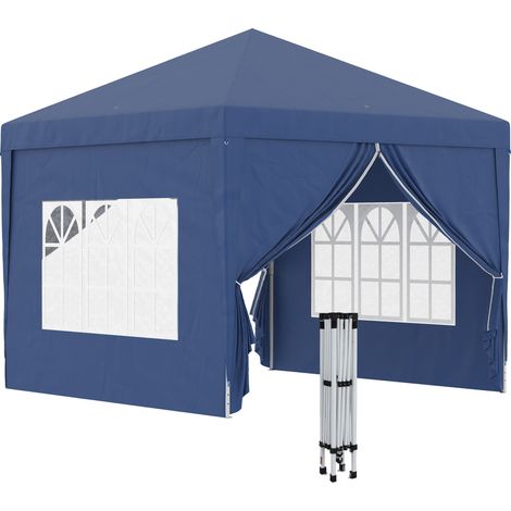 Carpa plegable con 4 paredes desmontables 3x3m cenador de jardín gazebo impermeable protección UV y bolsa de transporte para recepción evento azul (1/5)