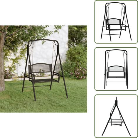 Hollywoodschaukel 124 cm Schwarz Stahl - Gartenschaukel - Metallgartenmöbel - Outdoor Möbel - Gartenbank - Schaukelstuhl