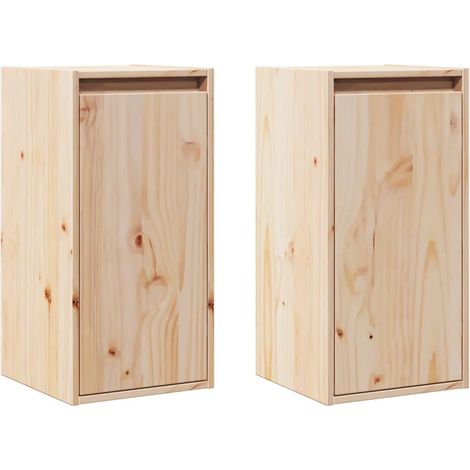 Conjunto de 2 armarios de pared de 30 x 30 x 60 cm almacenamiento decorativo en madera de pino natural 020048088 (1/5)
