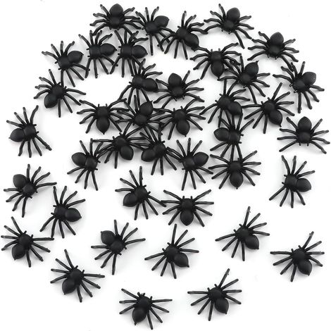50pcs Décoration d'Halloween d'Araignée Réaliste, Mini Araignée en Plastique Noir Réaliste Araignée Effrayante Prank Halloween Décorations de Maison Hantée pour les Fêtes d'Halloween (1/4)