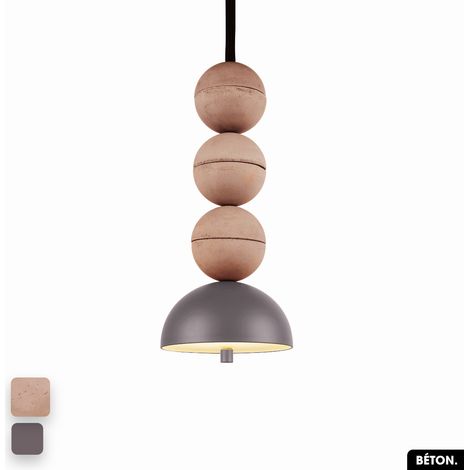 Lampe de suspension en béton - BOSFOR CONCRETE ROSE - SPARROW 3 BALLES LED 14W (1/2)