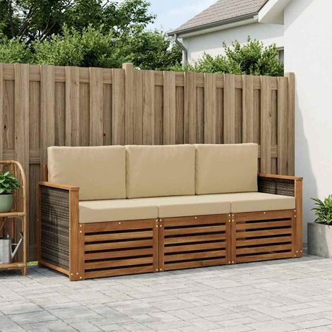 vidaXL Ensembles de canapés avec coussin 3 pcs Bois d'Acacia Massif (1/5)