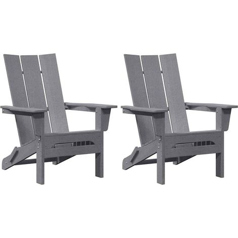 Chaises Adirondack pliables 2 pcs,Chaise d'extérieur Gris clair 74,5x80,5x90 cm HDPE CFW949101 (1/5)