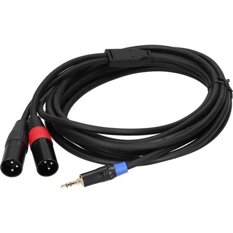 Câble adaptateur audio 5 m avec connecteurs stéréo mâle 3,5 mm vers double XLR mâle (1/5)
