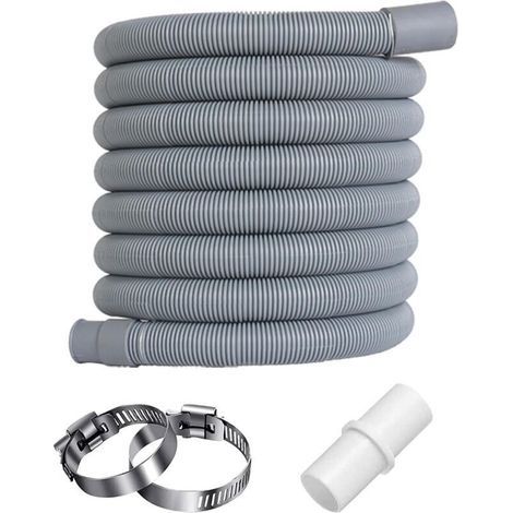 Tuyau de vidange flexible 2 m – Polypropylène qualité industrielle – Avec 2 pinces inox – Support de vidange ajustable (1/5)