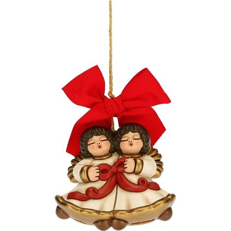 THUN - Addobbo Natalizio Coppia Angeli Maxi - Ceramica - Linea Natale - Living, Arredare la Casa - 7,7x3,9x6,9 cm h (1/2)