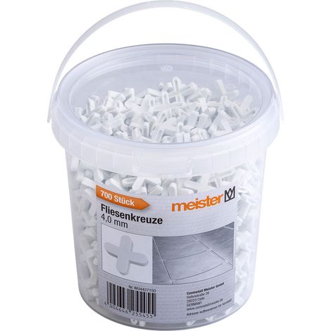Meister Croce per piastrelle, 4,0 mm, pratico set da 700 pezzi, in robusto polipropilene, colore bianco, accessorio per piastrelle, supporto per la posa delle piastrelle, croce per fughe, 4427150 (1/4)