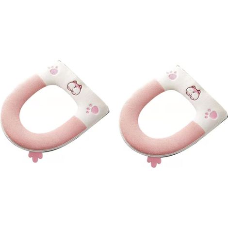 Lot de 2 housses de siège de toilette, housses de siège de toilette épaisses avec fermeture éclair, roses (1/5)