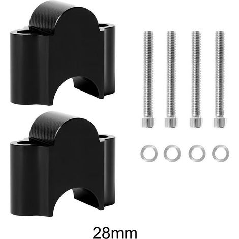 Kit de rehausseurs de guidon en alliage d'aluminium de 28 mm, coussinets adaptateurs de hauteur à clipser, convient aux guidons de 28 mm, convient aux motos et aux VTT, comprend le matériel de montage (1/5)