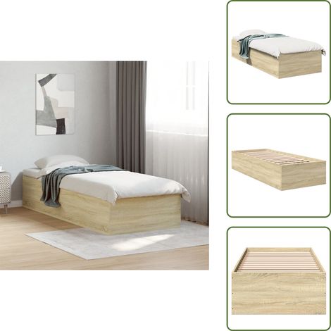 Bettgestell ohne Matratze Sonoma-Eiche 75x190 cm Holzwerkstoff - Holzbettfassungen - Bettkörper - Lattenrost - Doppelbett - Einzelbett