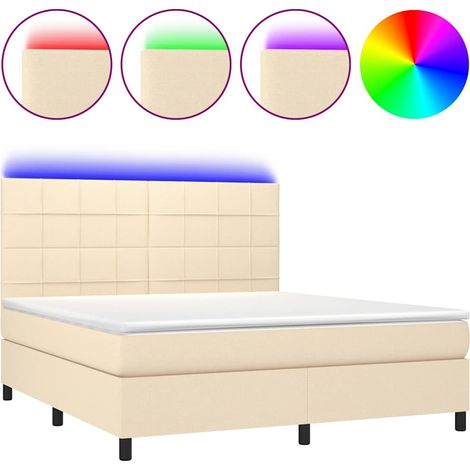 Maison Exclusive - Boxspringbett mit Matratze & LED Creme 180x200 (1/5)