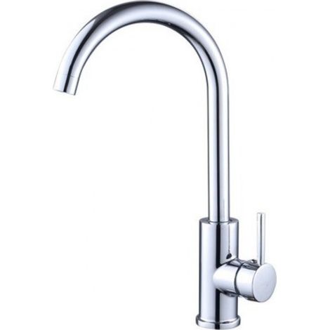 Robinets de cuisine en acier inoxydable Mélangeur d'évier de cuisine Levier simple 360o Spout pivotant Robinets de mélange