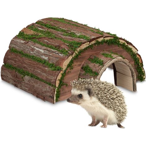 Relaxdays Hedgehog House, Without Floor, Igloo, Hibernation, Wildlife, Protect, Hutch, HxWxD: 20x40x42 cm, Wood, Brown (1/5)