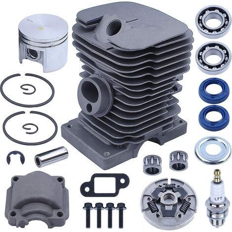 Adefol Pistons de cylindre 38 mm avec roulement à aiguilles pour Stihl 017 018 MS180 MS170 MS 170 180 Tronçonneuse avec joint d'huile, silencieux, disque d'embrayage (1/5)