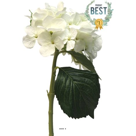 Hortensia artificiel en branche, H 48 cm Blanc neige - BEST - couleur: Blanc neige