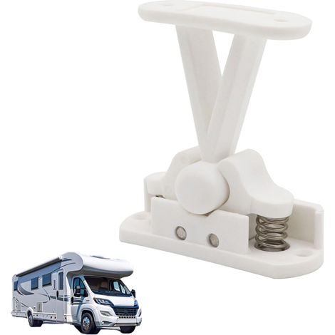 Zelttürschloss, robuste weiße Halterung mit Edelstahlfeder, 7 x 7,5 cm, Teile und Zubehör für Wohnmobile, Wohnwagen, Wohnmobil-Türschlösser, Bootsstaufächer