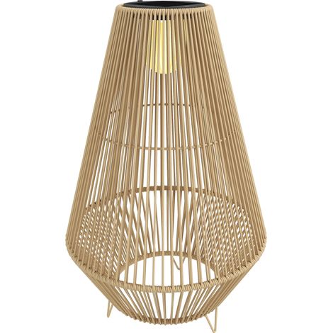 Beyamis Wasserdichte Solarlampe mit automatischer Einschaltfunktion, Rattan und Stahl, 35 x 35 x 55 cm, Gelb