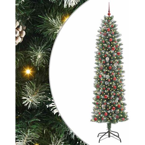 Künstlicher schlanker Weihnachtsbaum Grün und Weiß 240 cm vidaXL (1/5)
