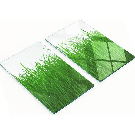 Planche décorative multifonctionnelle pour cuisine en verre trempé, motif gazon, 2 x 30 x 52 cm (1/5)
