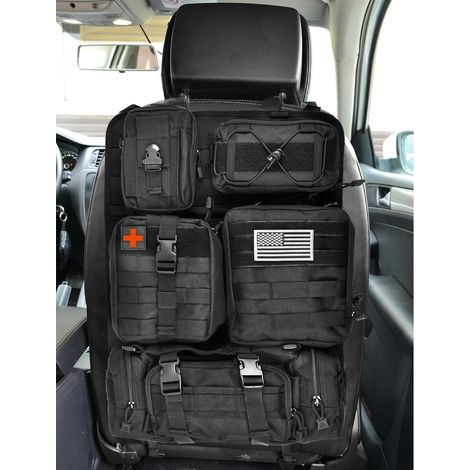 Tactique Rangement Siege Voiture, Molle Panneau avec 5 Molle Pochettes Détachables pour Tous Les Voiture, Camion (Noir) (1/5)